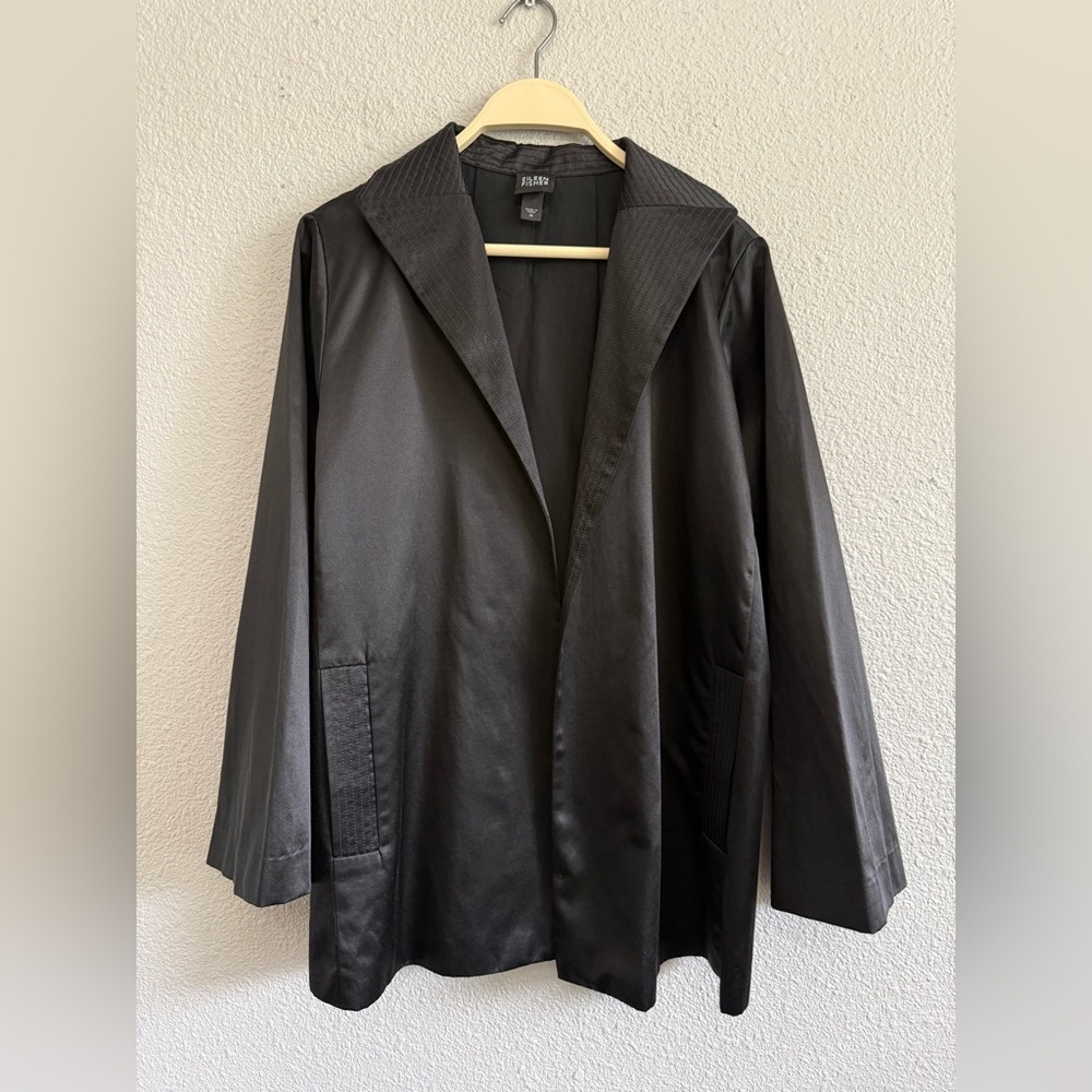 Eileen Fisher Silk‎ Cotton Open Blazer Jacket Size Medium